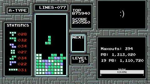 NES Tetris - Level 15 No Next Box 400k [WR]