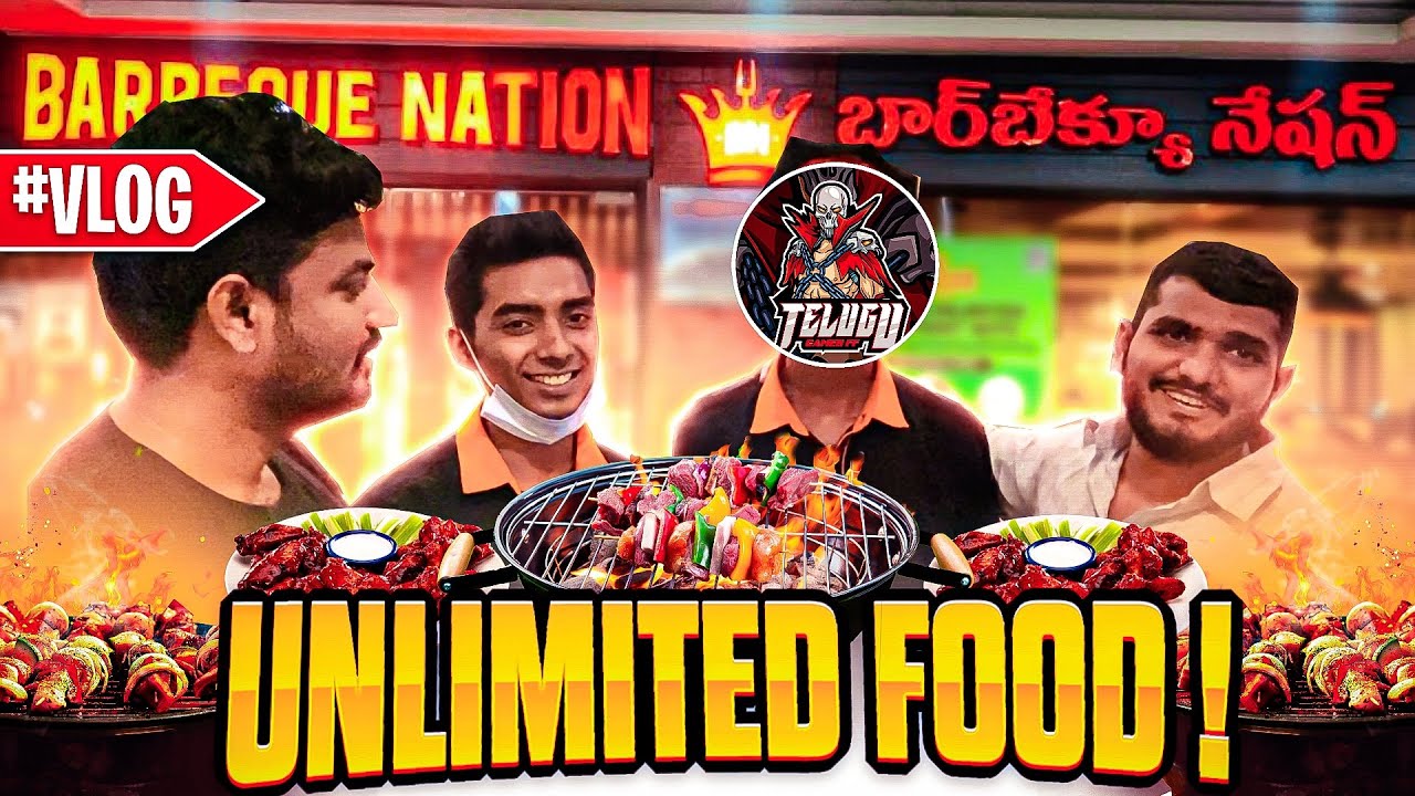తినే వాడికి తినే అంత! Hyderabad Barbecue Unlimited Food Vlog Telugu Gaming FF YouTube