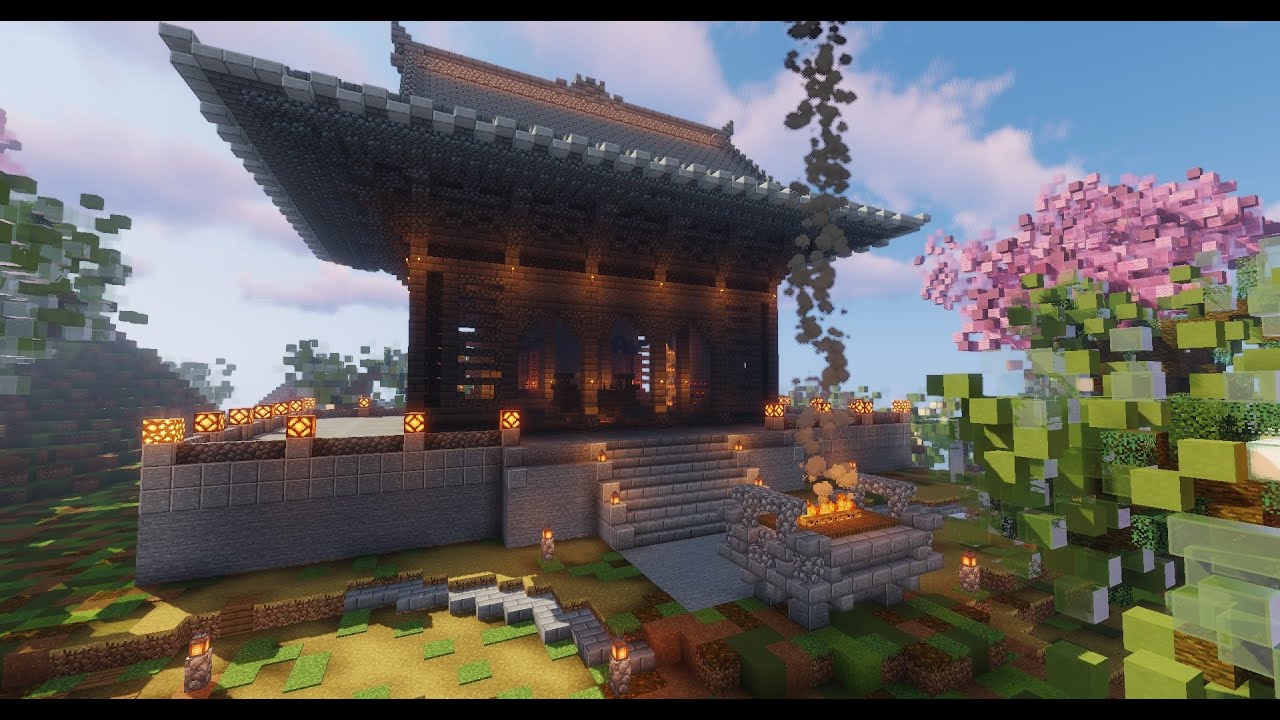 Minecraft 中式建築教學 寺廟 石寺 Youtube