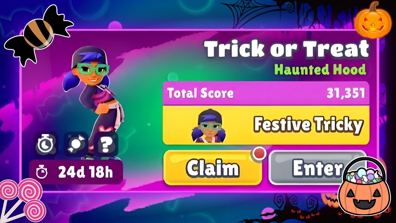 🍭Unlocked Festive Tricky Candy Bones Outfit | Trick Or Treat Challenge Subway Surfers Mexico 2025🇲🇽
