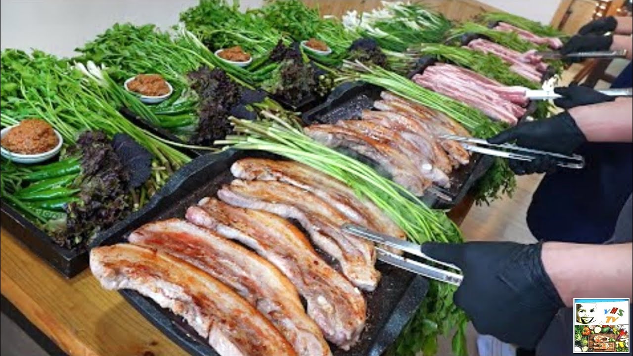 Корейская УЛИЧНАЯ Еда - ТОП Лучших БЛЮД: Вкуснейшая СВИНАЯ Грудинка ...