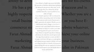 Faraz Ahmad SEO Specialist in Pakistan | Top-Rated SEO Services | #1 SEO Specialist