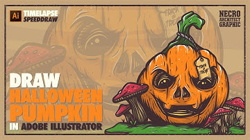 Draw Halloween Pumpkin in Adobe Illustrator | Timelapse Speed Draw
