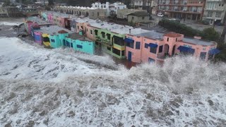 Storm surge like tsunami strikes California! Major damage in Capitola and Santa Cruz area