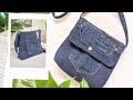 DIY No Zipper Denim Crossbody Bag Out of Old Jeans | Bag Tutorial | Upcycle Craft