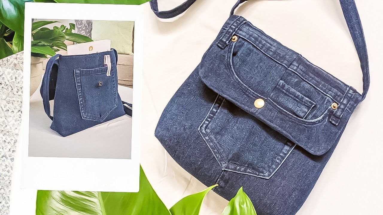 DIY Jeans Crossbody Bag Purse Recycling - How To Sew Hand Belt Bag