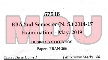 BBA 2nd semester business statistics question paper may 2019 | separate video | MDU |