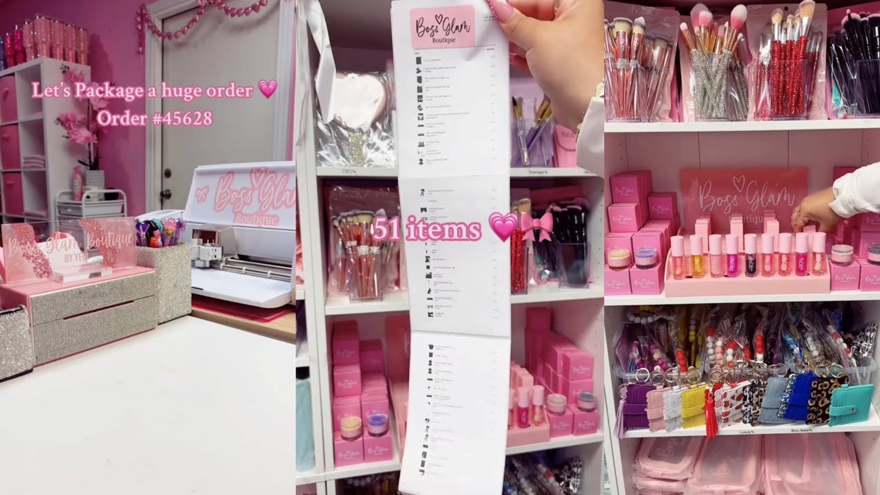 Packaging orders for aesthetic ASMR makeup🩷🌸🛍 