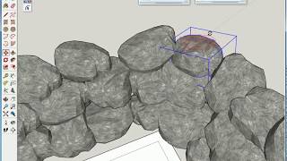 09 SKETCHUP Stacking natural stones in a parking lot