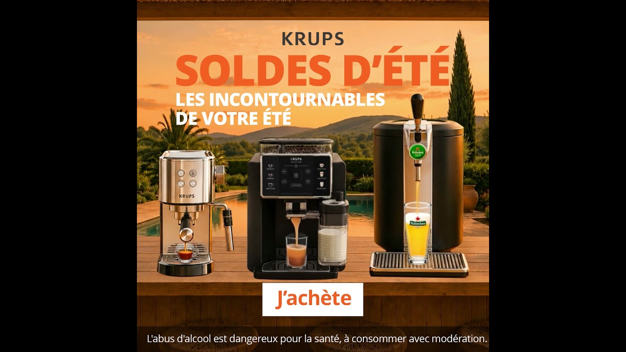 Du 24 juin au 21 juillet 2026, profitez des soldes d'été Krups.