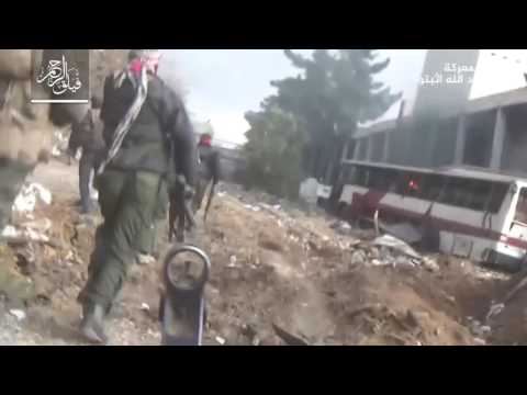 اللحظات الأولى لدخول الثوار إلى كراجات العباسيين بدمشق 