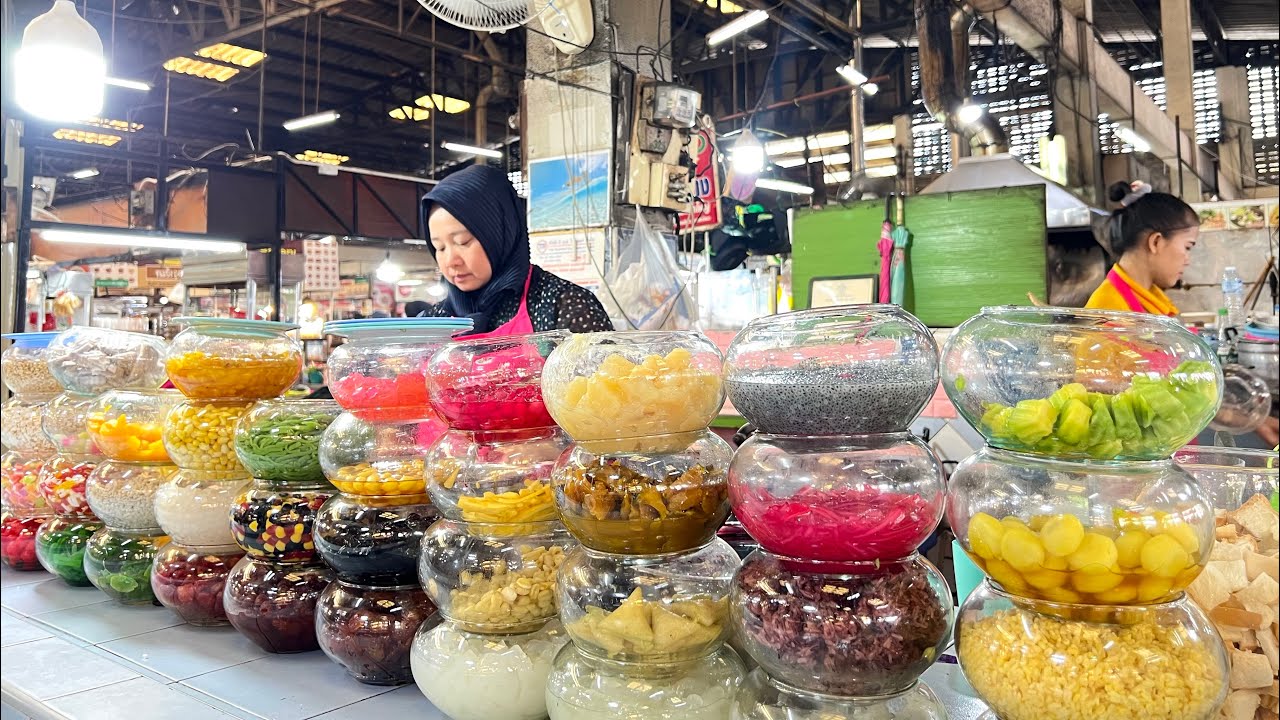 มาลาขนมหวาน น้ำแข็งใสเครื่องร้อยอย่าง - ตลาดมีนบุรี