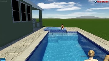 Geometric Pool w/ Perimeter Overflow Spa, Multiple Benches