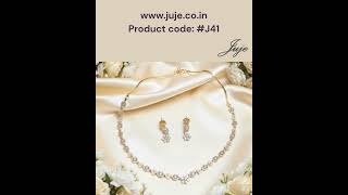 White and Gold American Diamond Necklace #giftideas #weddingjewelry   #sparklingjewelry