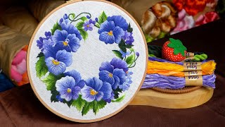 [Free Pattern]🌸Explore the Beauty of Pansy Flowers🌸Hand Embroidery Art