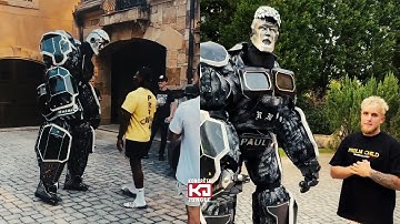 Jake Paul Unveils 10 Foot Tall Giant "Problem Bot" Mascot Before Upcoming Ben Askren Fight