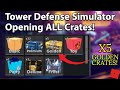 Opening x5 GOLDEN CRATES In TDS! - FULL OPENING! (Tower Defense Simulator)