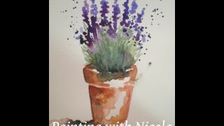 watercolor flowers paintings lavender pot painting paint watercolour acrylic easy tutorial watercolours water plants akvarel tutorials beginner cotton techniques minutes