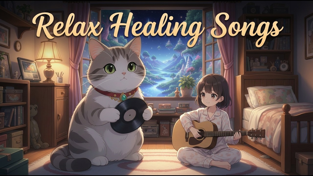 Relax Healing Songs Cat and Ukulele 🎵 Calming Music for Sleep and Stress Relief