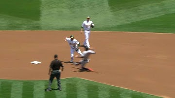 DET@OAK: Lowrie, Semien turn double play on grounder