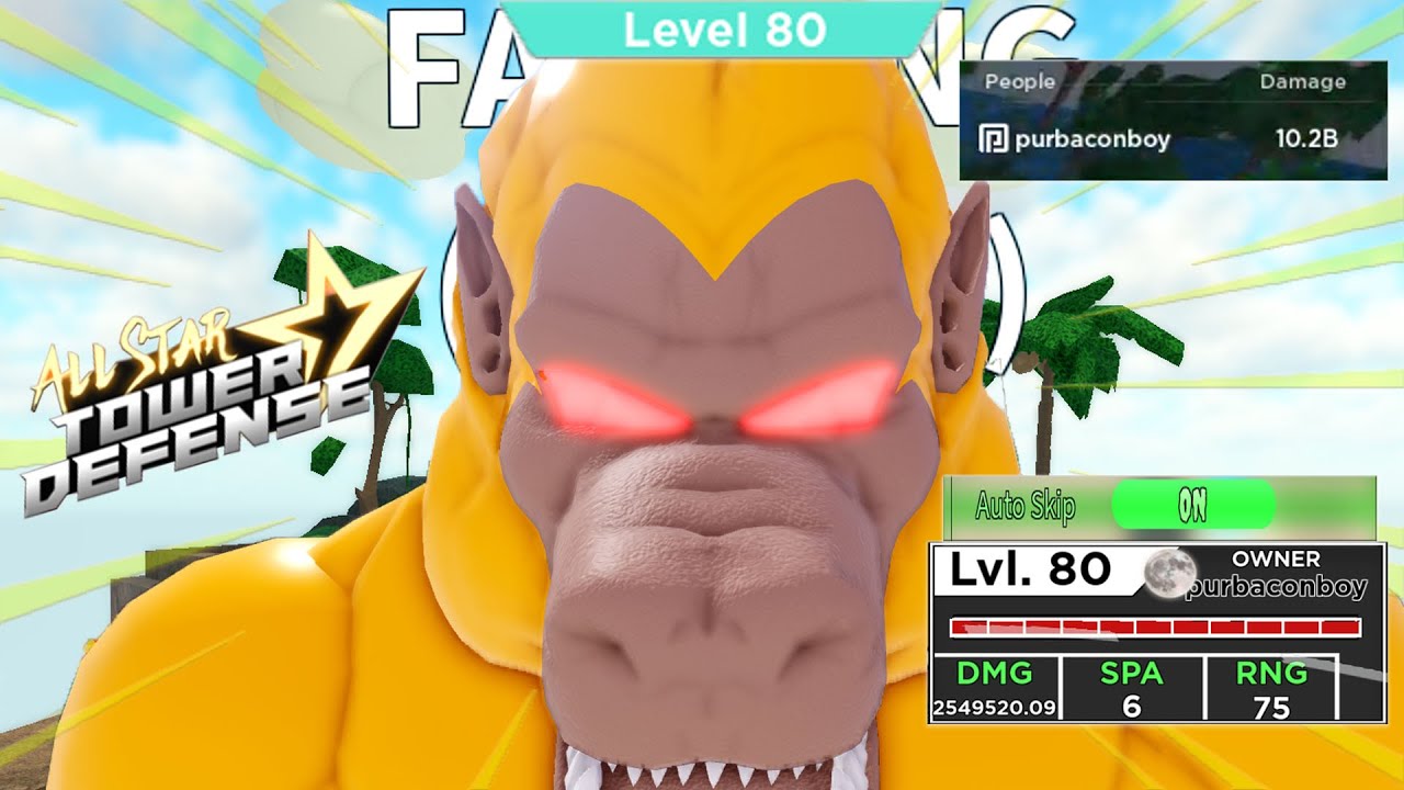 Level 80 Golden Ape in Material (ORB) Farming | 10 Billion+ Damage | Roblox All Star Tower Defense