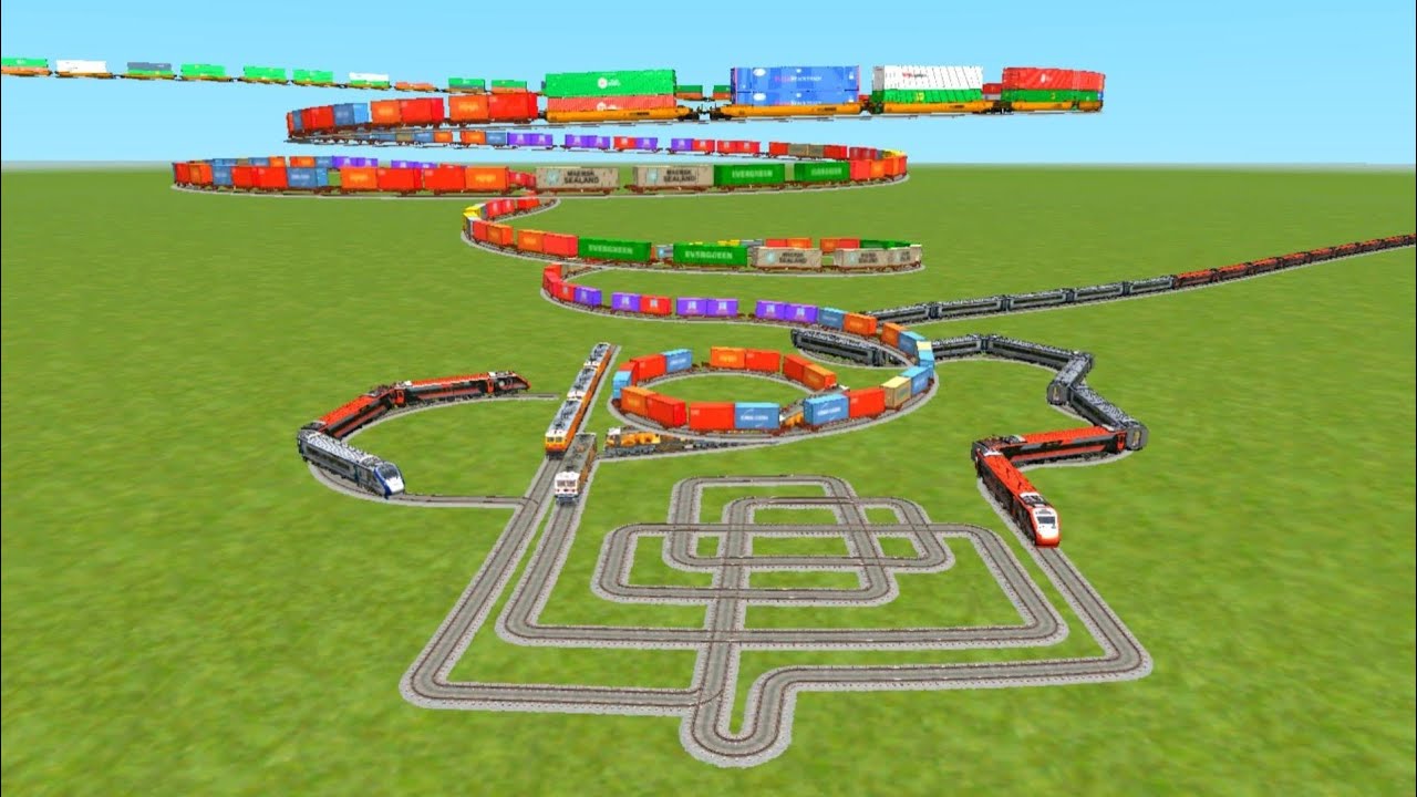 New trains round circle track over bridge crossing running round snake track vandhebhart express 