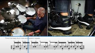 David Garibaldi demonstrating Oakland Stroke drum pattern for 10 minutes (with chart) - Drumeo