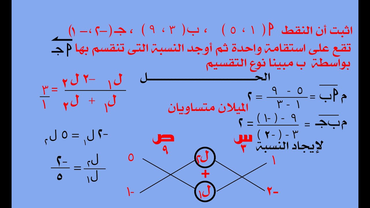 تمارين على تقسيم قطعة مستقيمة