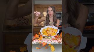 CREAMY CHICKEN STUFFED PEPPERS 🍗🫑 A cozy, healthy fall comfort meal! #fallrecipes #stuffedpeppers