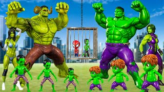 ALL FAMILY HULK VS FAMILY SHARK SPIDERMAN 4 Rescue She Hulk, Super-Girl |LIVE ACTION STORY Episode 1