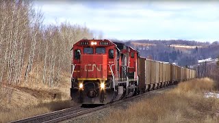 Double Dash 8s!! CN C40-8 & C40-8W Power On Train M311 At Entwistle AB
