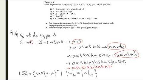 #14 Théorie des Langages - Grammaire et Classification de Chomsky- TD1- Exo 4
