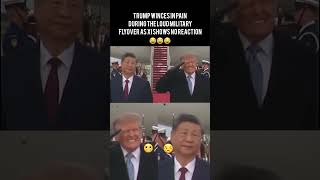 Trump winces in pain during the loud military flyover as Xi shows no reaction#trump #explore #china