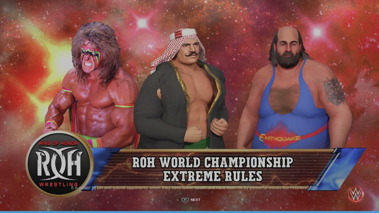 WWE 2K23 Warrior VS Iron Sheik VS Earthquake ROH Championship YouTube