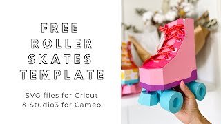 80s vibe party idea! Free Cricut and Silhouette Cameo paper craft templates - Roller Skates