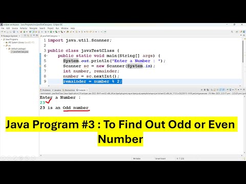 Java Program #3 - To Find Odd Or Even number Entered by User | Java simple Program  #bharathedutech