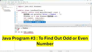 Java Program #3 - To Find Odd Or Even number Entered by User | Java simple Program  #bharathedutech