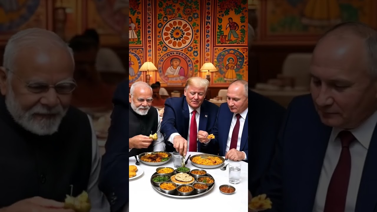 PM Modi, Trump and Putin Eating Rajasthani Thali. 