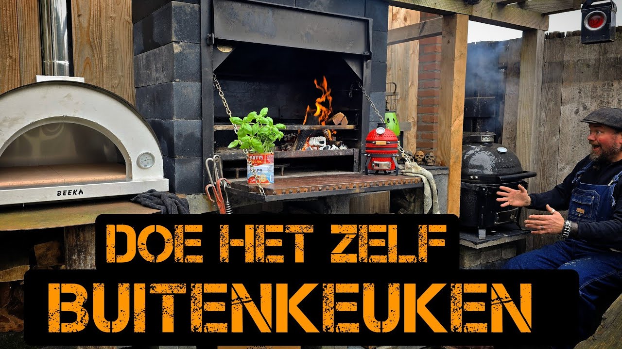 Ik bouwde mijn droom buitenkeuken  om te barbecuen in de tuin  - Braai  - pizzaoven - kamado bbq