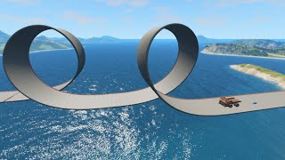 Impossible Double Loop Rail Tracks vs Big and Small Cars - BeamNG.Drive