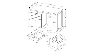 Contemporary Cappuccino Floating top TV Console for TVs up to 46″ Monarch Left Or Right Facing Computer Desk, 48