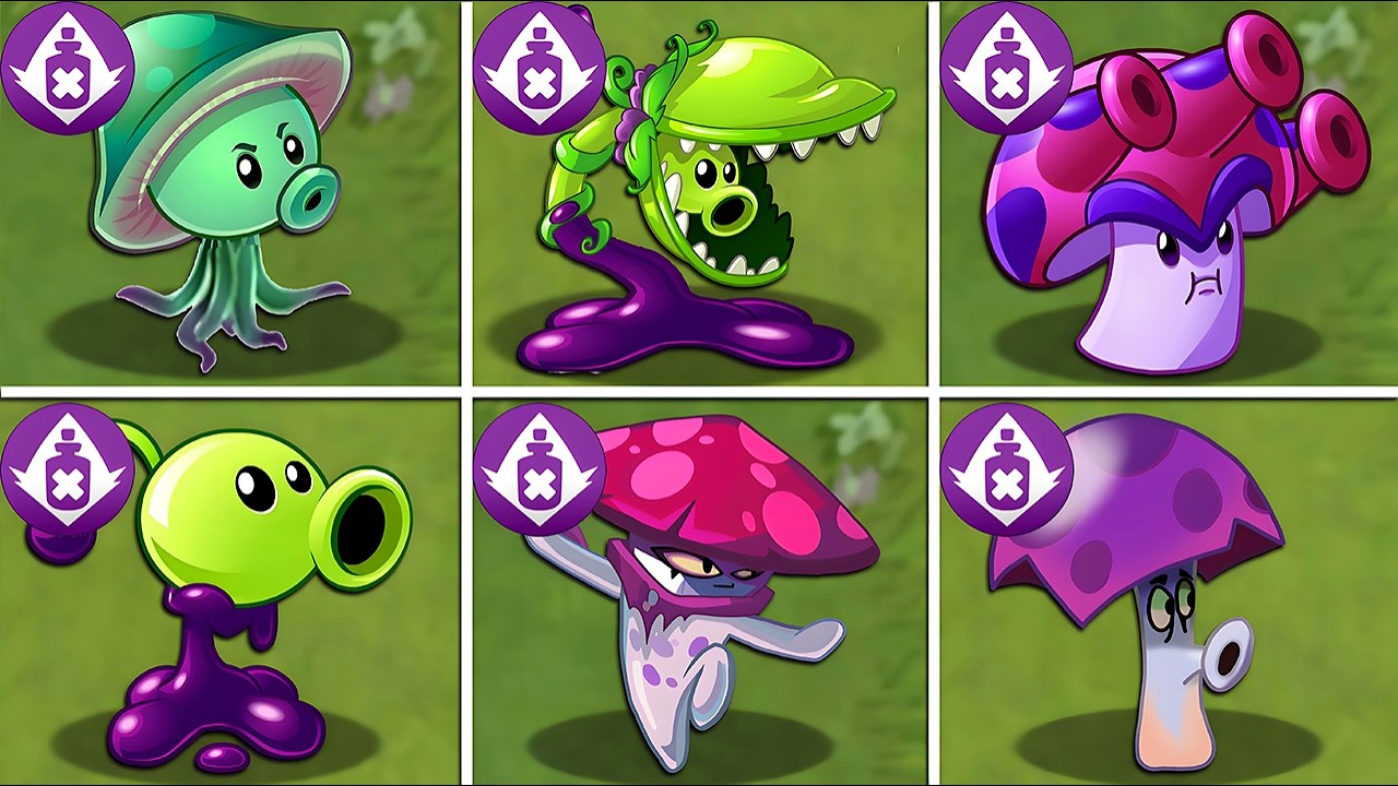 All POISON Plants Power-Up! vs PvZ 2 All Final Bosses - Plants vs