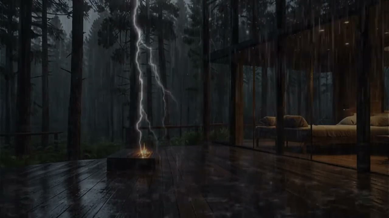 Relaxing Rain Ambience in a Warm Wooden Cabin | Sleep, Study, Focus