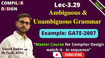 L3.29 | GATE-2007: Ambiguous & Unambiguous Grammar in Compiler Design and TOC