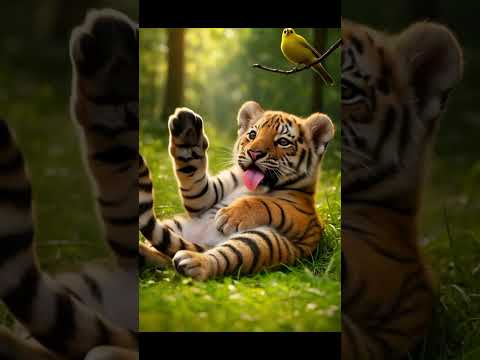 Little tiger in the forest｜森林裡的小老虎，自己玩得好開心～ #小老虎 #森林萌寵 #療癒短片 #野生動物 #可愛爆擊 #tiger #tiger baby