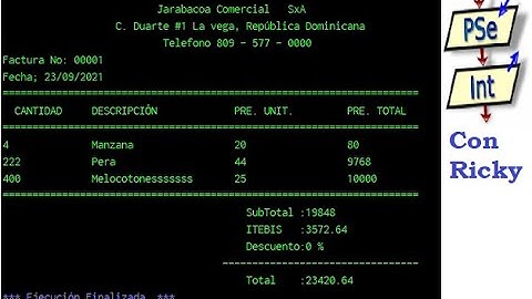 Factura electrónica en PSeInt + código gratis 😉 #PSeInt