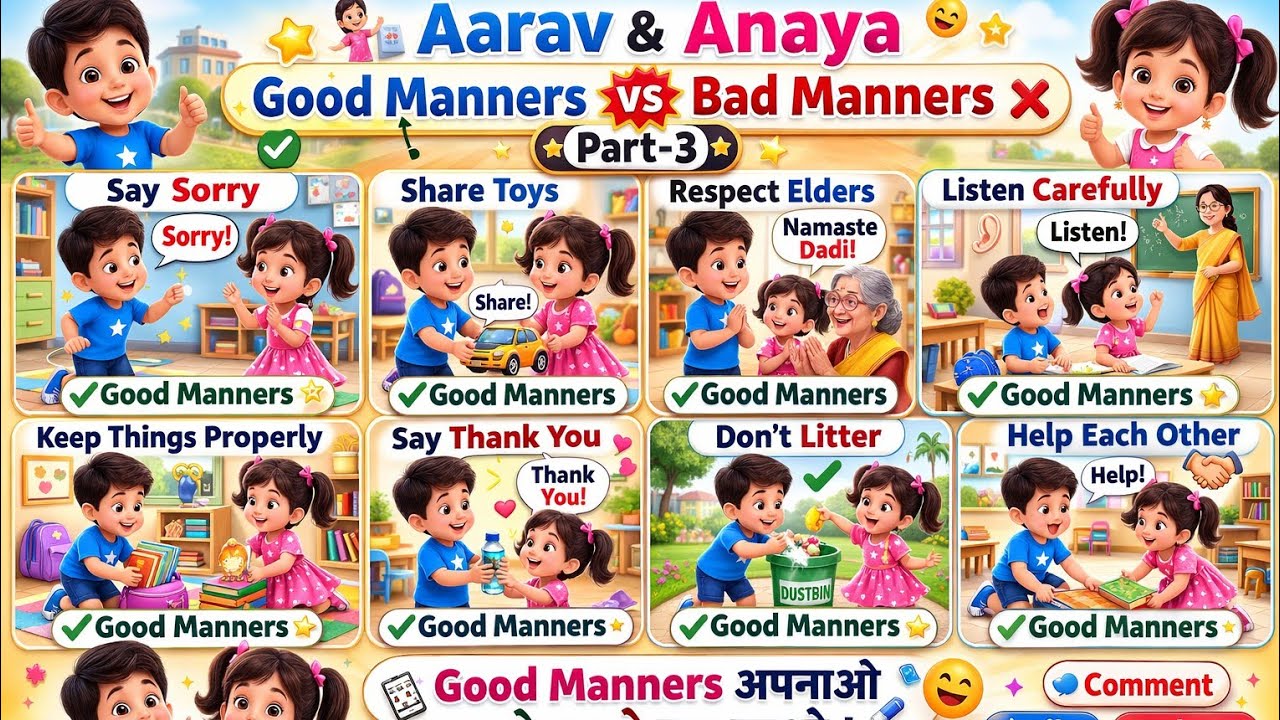 Good Manners for Kids 😊 | Aarav & Anaya Fun Learning | Part-3 - YouTube