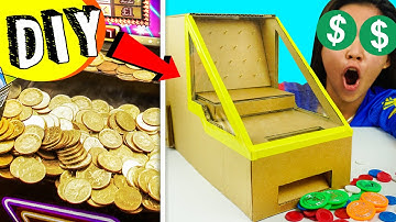 DIY Arcade Game | Fully Functional Coin Pusher Desktop Invention from Cardboard | Easy to Make 100%
