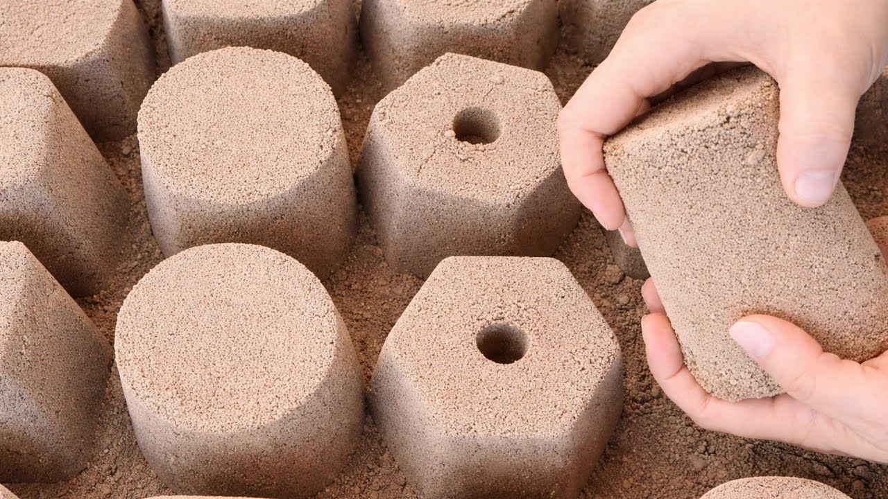 Dry vs Water Crumbling Brown Sand Cement Blocks | Super Satisfying ASMR