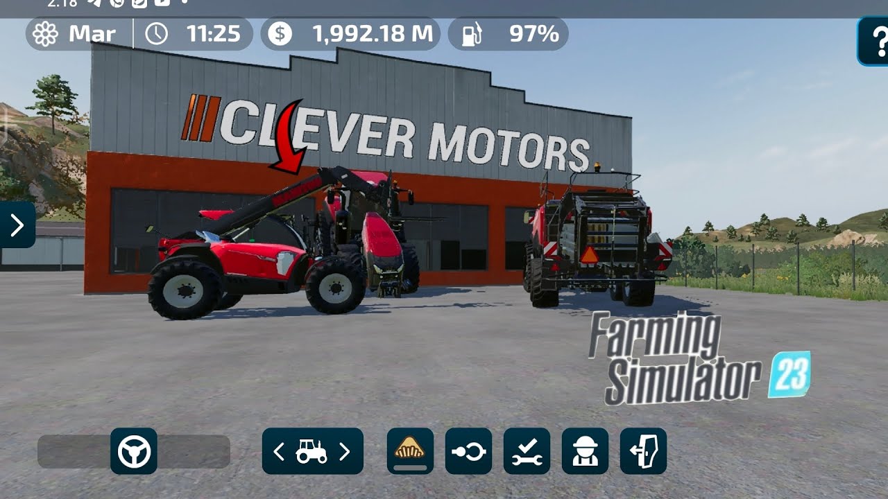 How to straighten an overturned tractor in FS 23 game?